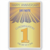 1 Jahr | Golden Ray 12-Schritte CUSTOM NAME Aufkleber (Vorderseite)