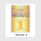 1 Jahr | Golden Ray 12-Schritte CUSTOM NAME Aufkleber (Blatt)