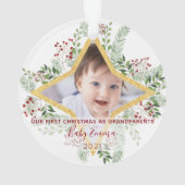 1. Jahr Großeltern Gold und Blütenwein Ornament (Rückseite)