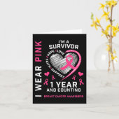 1 Jahr Krebs freie Mama Rosa Bewusstsein Brustkreb Karte (Gelbe Blume)
