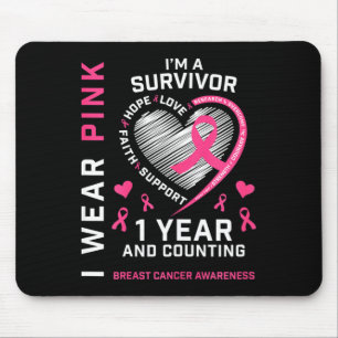 1 Jahr Krebs freie Mama Rosa Bewusstsein Brustkreb Mousepad