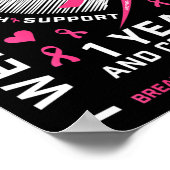 1 Jahr Krebs freie Mama Rosa Bewusstsein Brustkreb Poster (Ecke)