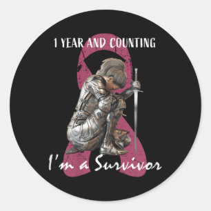 1 Jahr Krebs Gratis rosa Brustkrebs Überleben Gif Runder Aufkleber