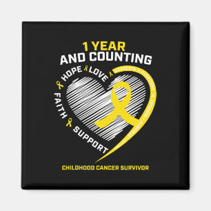 1 Jahr Krebsüberleben Gold Kinder Krebs Aware Magnet