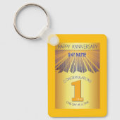 1 Jahr nüchtern zum Jubiläum | Goldener Strahl 12- Schlüsselanhänger (Vorderseite)