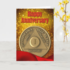 1 Jahr OM Coin Glitzer Frohes Jubiläum Karte