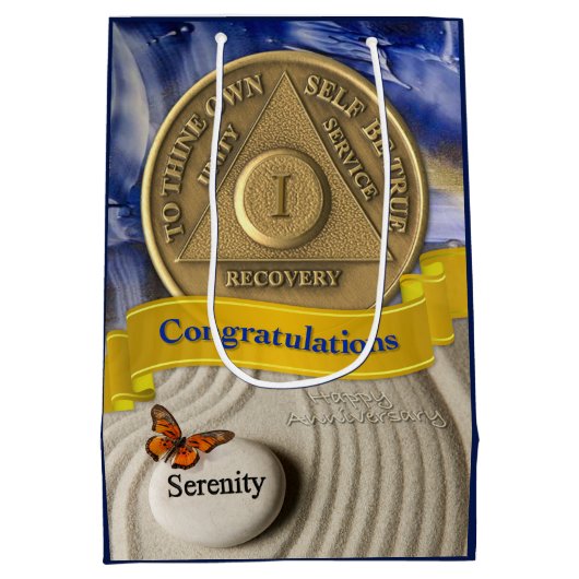 1 Jahr OM Jubiläum Herzlichen Glückwunsch Serenity Mittlere Geschenktüte (Rückseite)