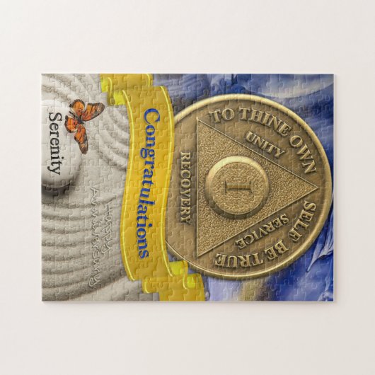 1 Jahr OM Jubiläum Herzlichen Glückwunsch Serenity Puzzle (Horizontal)