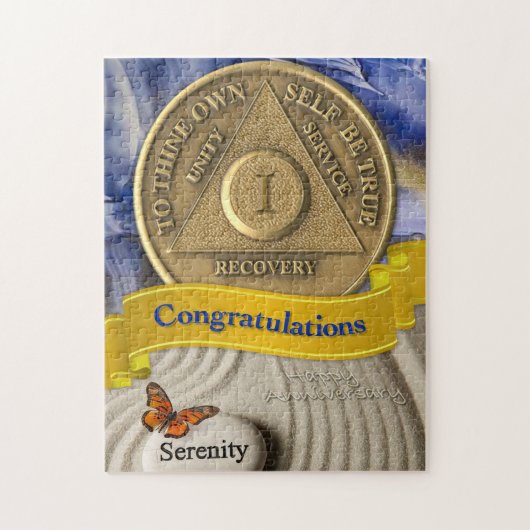 1 Jahr OM Jubiläum Herzlichen Glückwunsch Serenity Puzzle (Vertikal)