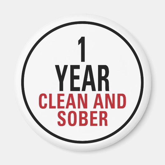 1 Jahr sauber und nüchtern Magnet (Vorne)