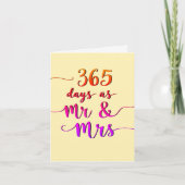 1. Jahr verheirateter Hochzeitstag 365 Tage Karte (Vorderseite)