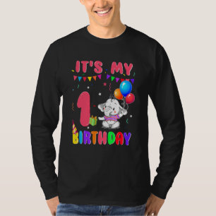 1 Jahre alt 1. Geburtstag Elefanten Jungen Phantas T-Shirt