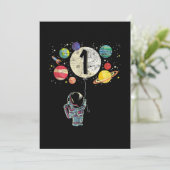 1 Jahre Junge Astronautin 1. Geburtstag Einladung (Stehend Vorderseite)