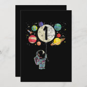 1 Jahre Junge Astronautin 1. Geburtstag Einladung (Vorne/Hinten)