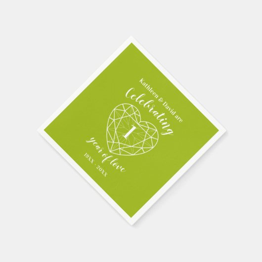 1. Jahrestag der Liebe Serviette (Ecke)