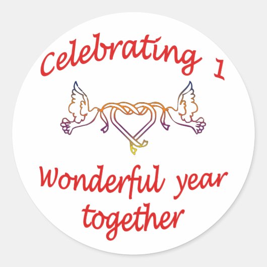 1. JAHRESTAG RUNDER AUFKLEBER (Vorderseite)