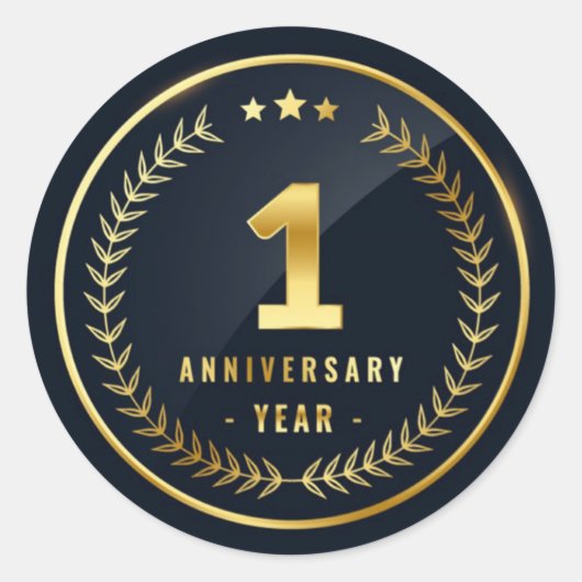 1. Jahrestag Runder Aufkleber (Vorderseite)