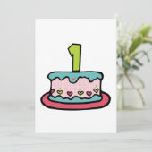 1-jähriger Geburtstagskuchen Karte (Stehend Vorderseite)