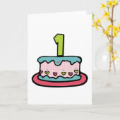 1-jähriger Geburtstagskuchen Karte (Gelbe Blume)