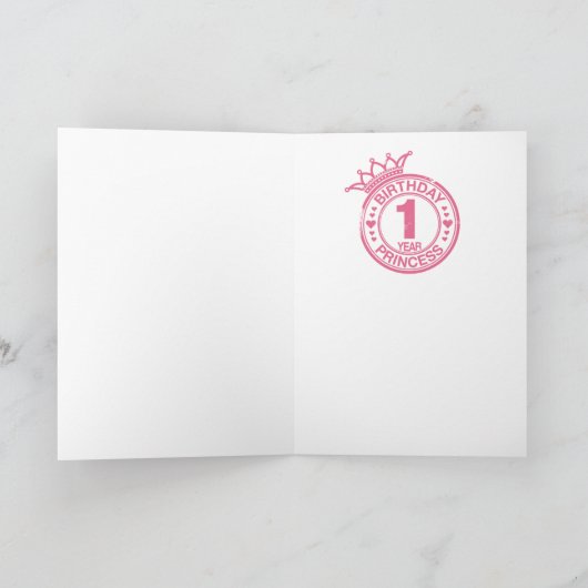 1-jähriges - Geburtstags-Prinzessin - Rosa Karte (Innenseite)