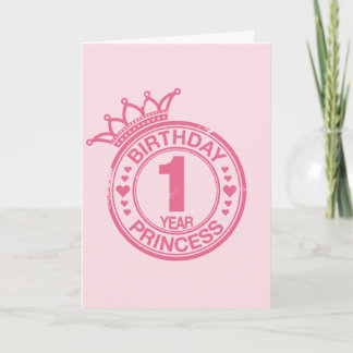 1-jähriges - Geburtstags-Prinzessin - Rosa Karte