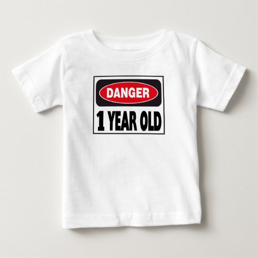 1-jähriges Gefahrenzeichen Baby T-shirt (Vorderseite)