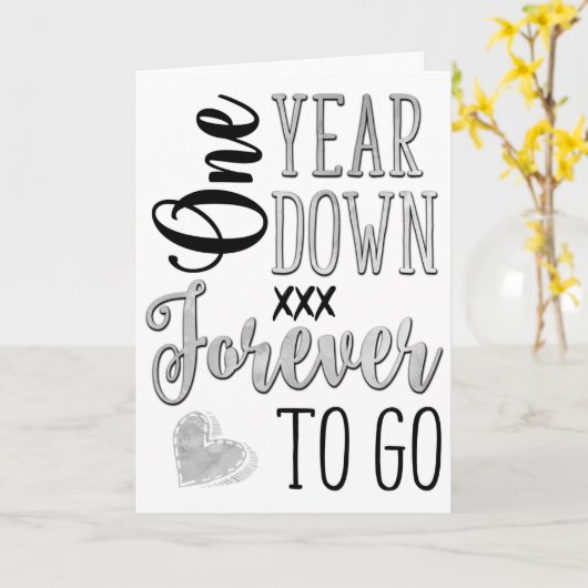 1-jähriges Jubiläum, ein Jahr für immer hinunter Karte (Gelbe Blume)