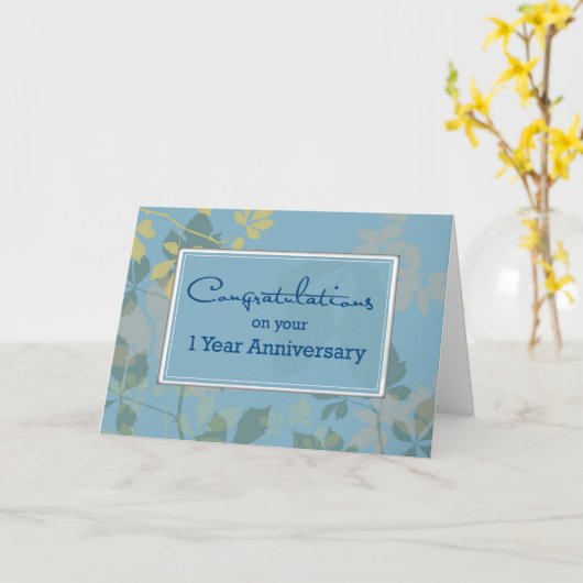 1-jähriges Mitarbeiterjubiläum, Blätter Karte (Gelbe Blume)