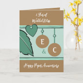 1-jähriges Papierjubiläum Initialen von grün braun Karte (Gelbe Blume)