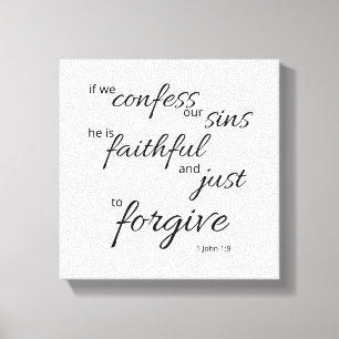 1 Johannes 1:9 Leinwand Schwarz-Weiß-Druck Verge