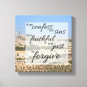 1 Johannes 1:9 Leinwanddruck Er vergibt Sünden