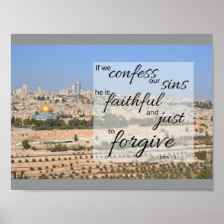 1 Johannes 1:9 Poster Druck | Er vergibt Sünden