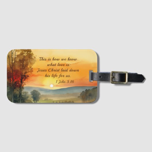 1 Johannes 3:16 Jesus legte sein Leben für uns Bib Gepäckanhänger (Vorderseite (Horizontal))