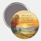 1 Johannes 3:16 Jesus legte sein Leben für uns Bib Magnet (Vorderseite/Rückseite)