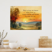 1 Johannes 3:16 Jesus legte sein Leben für uns Bib Poster (Küche)