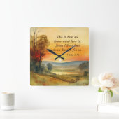 1 Johannes 3:16 Jesus legte sein Leben für uns Bib Quadratische Wanduhr (Zuhause)