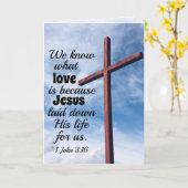 1 Johannes 3:1 Jesus Christus legte sein Leben für Karte (Gelbe Blume)