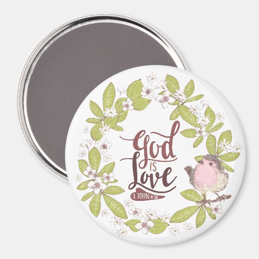 1 Johannes 4:16 Gott ist Liebe Blumenreath Niedlic Magnet (Vorderseite/Rückseite)