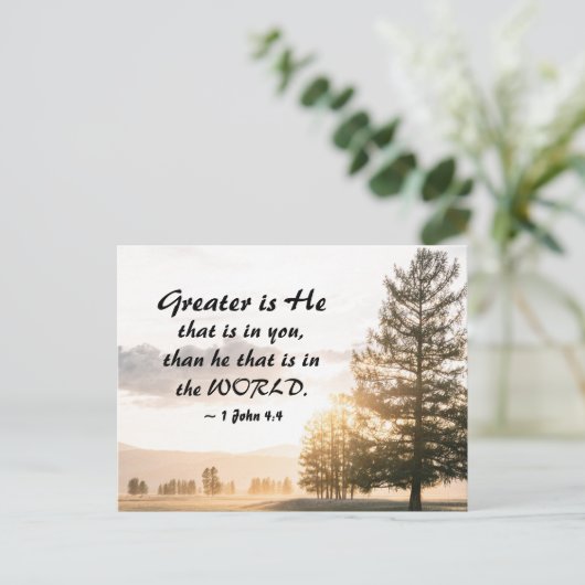 1 Johannes 4:4 Großer ist Er, der in dir ist Postkarte (Stehend Vorderseite)