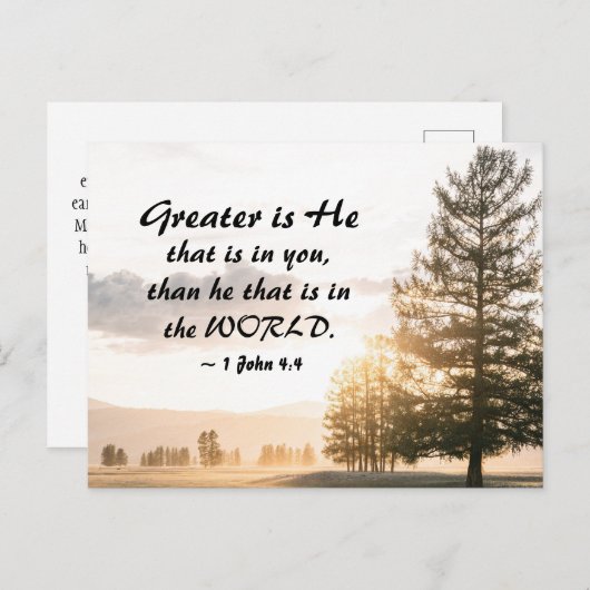 1 Johannes 4:4 Großer ist Er, der in dir ist Postkarte (Vorne/Hinten)