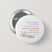 1 Johannes 4,7 Bibelvers Regenbogen Text Button (Vorne & Hinten)