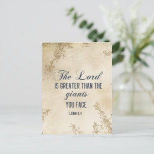 1 Johannes 4 Wer in dir ist, ist der größere Bibel Postkarte