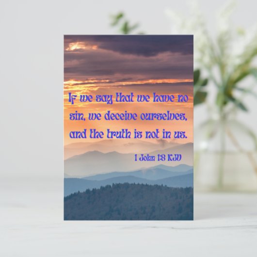 1 John 1:8 KJV Bible Verse Pic Flat Gruß Karte (Stehend Vorderseite)