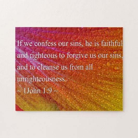 1 John-1:9 auf buntem Hibiskus Puzzle (Horizontal)