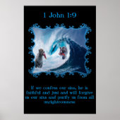 1 John 1:9 Grizzly Bären im Ozean Poster (Vorne)
