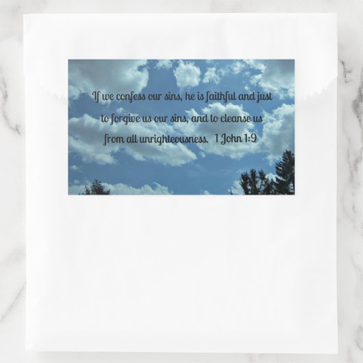 1. John 1:9 Rechteckiger Aufkleber (Tasche)