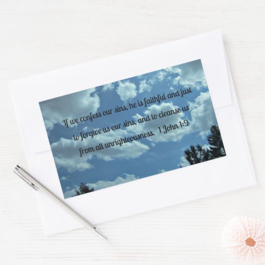 1. John 1:9 Rechteckiger Aufkleber (Umschlag)