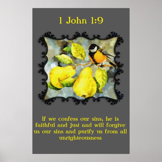 1. John 1:9 Schwarze und gelbe Raubvögel Poster (Vorne)