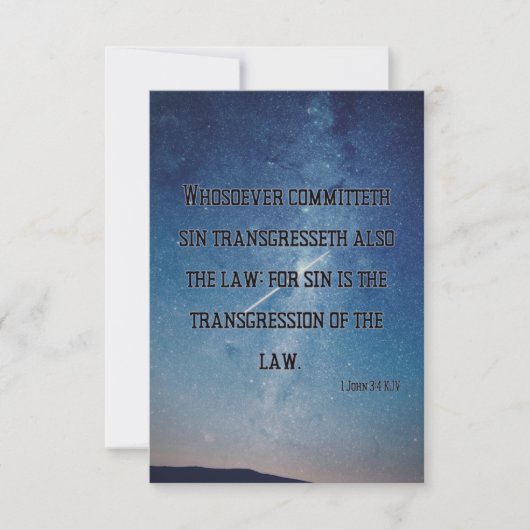 1 John 3:4 KJV Bible Verse Pic Flat Greycard Karte (Vorderseite)