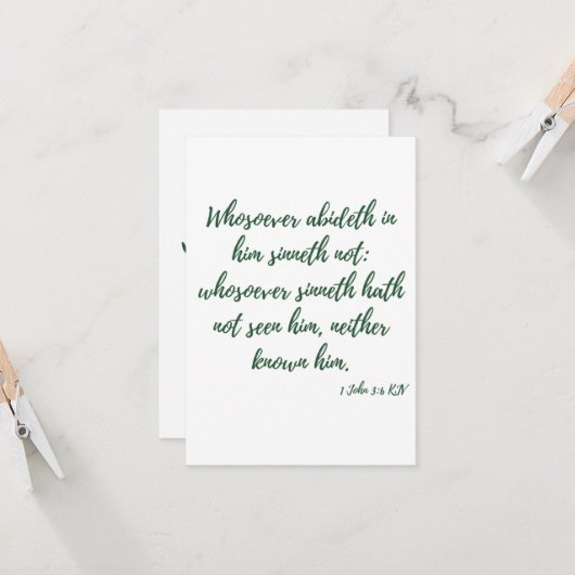 1. John 3:6 KJV Bible Verse Begrüßung Karte (Vorderseite/Rückseite Beispiel)